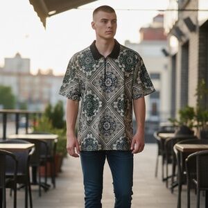 Men’s Polo Shirt, Paisley Print